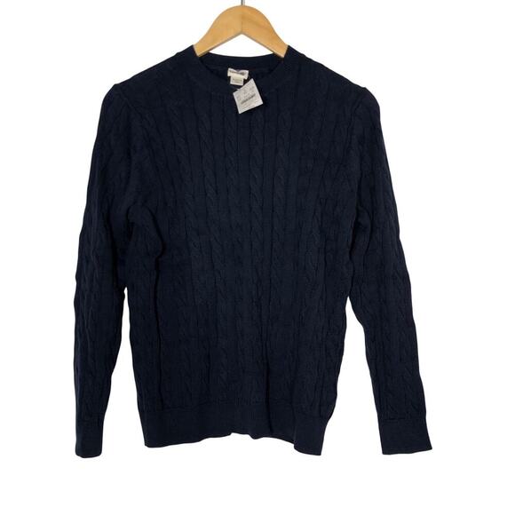 Crewcuts J. Crew Sweater Cable Knit Crewneck Long Sleeve Navy Blue NWT Kids XL - Picture 1 of 7